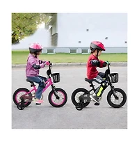 Hongge 12 Inch Kids Bike Adjustable Bicycle with Front Basket for Children Aged 3-4 Years Old