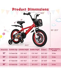 Hongge 14 Inch Kids Bike Adjustable with Storage Basket and Double Brake for 3-5 Years Old