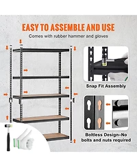 Rainsken Storage Shelving Unit, 5-Tier Adjustable Metal Storage Shelves, Heavy Duty Organizer Rack for Pantry, Basement