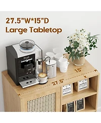 Rainsken Rattan Buffet Cabinet, Kitchen Sideboard with 2 Drawers for Living Room, Dining Room