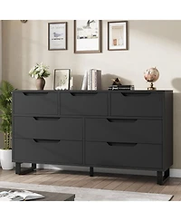 gaomon Wide Farmhouse Tv Stand with 7 Drawers, Functional Wooden Storage for Living Room & Bedroom