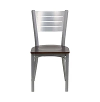 Emma+Oliver 2 Pack Silver Slat Back Metal Restaurant Chair