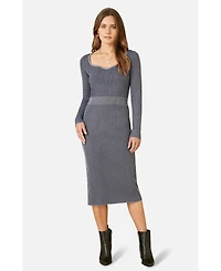Yumi Women's Sweetheart-Neck Fitted Ribbed Knit Top