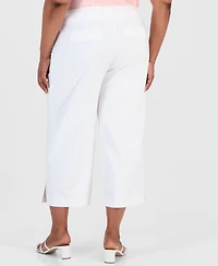 Jm Collection Plus Pull-On Wide-Leg Capri Pants, Macy's Exclusive