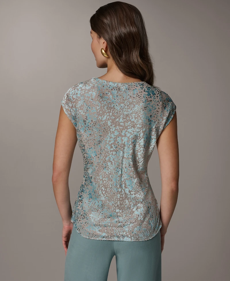 Donna Karan New York Women's V-Neck Printed Top