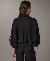 Donna Karan New York Women's Collared Neck Buton-Front Shirt Jacket