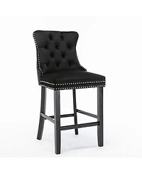 Set of 2 Velvet Counter Height Stools, 26.3" Button Tufted Upholstered Kitchen Island Chairs with Back -The Pop Home