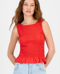 Ultra Flirt Juniors' Smocked Sleeveless Top