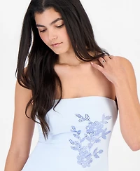 Just Polly Juniors' Embellished Strapless Top