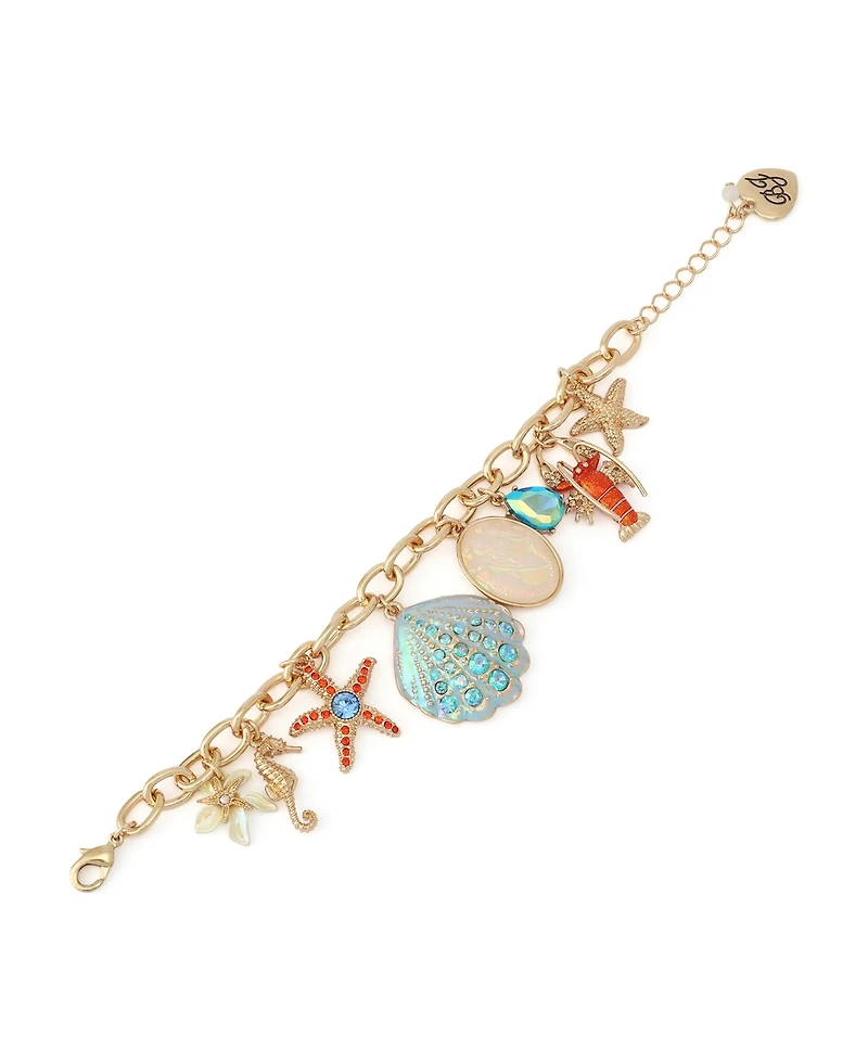 Betsey Johnson Faux Stone Sealife Charm Bracelet