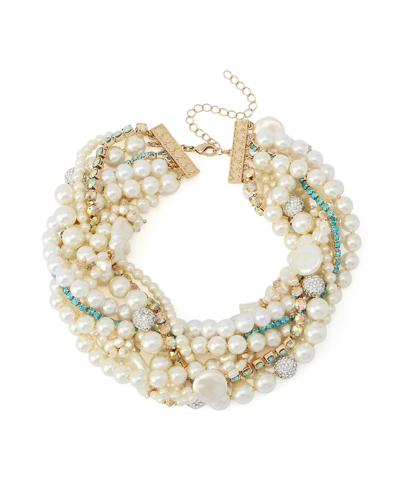 Betsey Johnson Faux Stone Cultured Pearl Twist Collar Necklace