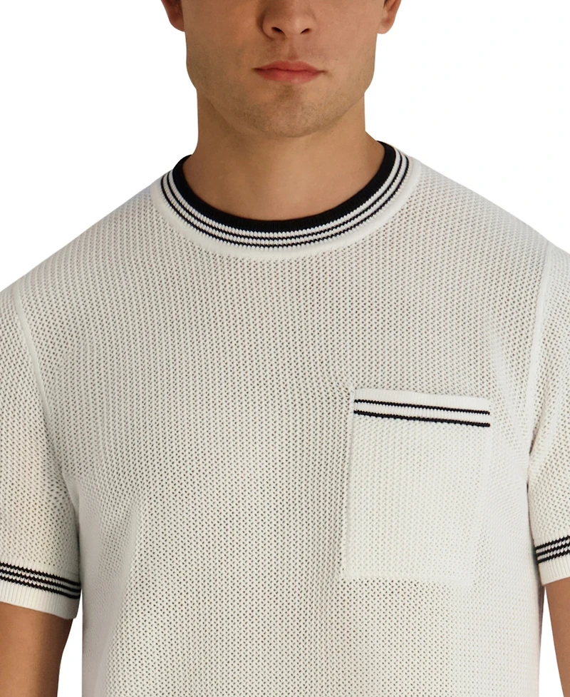 Karl Lagerfeld Paris Men's Regular-Fit Short-Sleeve Knitted Crewneck T-Shirt