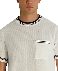 Karl Lagerfeld Paris Men's Regular-Fit Short-Sleeve Knitted Crewneck T-Shirt