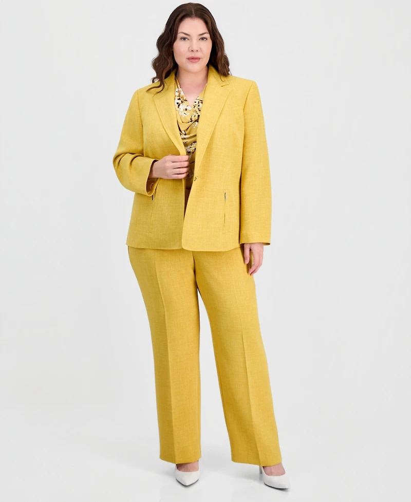 Kasper Plus Single-Button Notched-Lapel Blazer