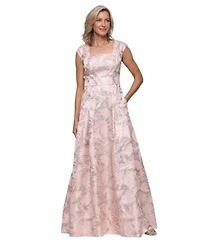 Alex Evenings Womens Sleeveless Jacquard Gown