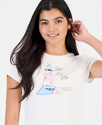 Rebellious One Juniors' Embroidered Crewneck T-Shirt