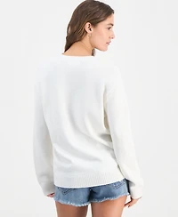 Hooked Up by Iot Juniors' Usa Crewneck Sweater