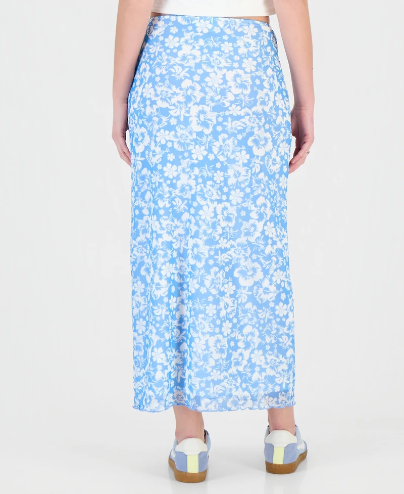 Hippie Rose Juniors' Printed Mesh Maxi Skirt