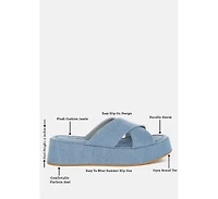 London Rag Karbi Denim Flatform Slip Ons Women