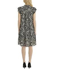 Ny Collection Petite Flutter-Sleeve Flounced Dress