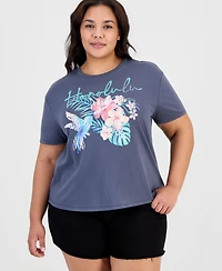 Rebellious One Trendy Plus Honolulu Rhinestone Printed-Graphic Tee