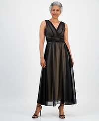 Connected Petite Sleeveless Mesh Midi Dress