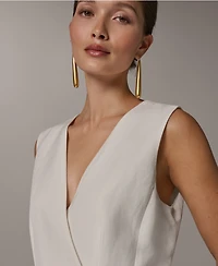 Donna Karan New York Petite V-Neck Midi Dress