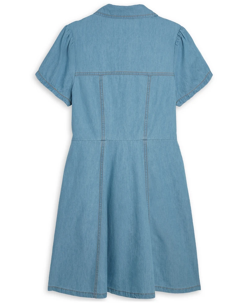 Scotch & Soda Girls' 7-16 Embroidered Short-Sleeve Denim Shirtdress