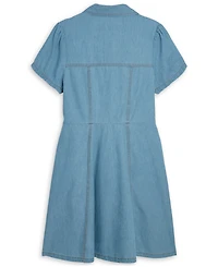 Scotch & Soda Girls' 7-16 Embroidered Short-Sleeve Denim Shirtdress