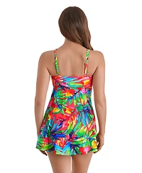 ShapeSolver Sport by Mimi Flamingo Women's Bow Front Pull-On Swimdress