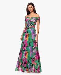 Xscape Women's Off-The-Shoulder Pleated Gown