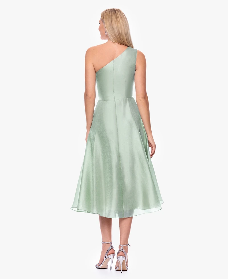 Xscape Women's One-Shoulder Sleeveless Metallic Dress