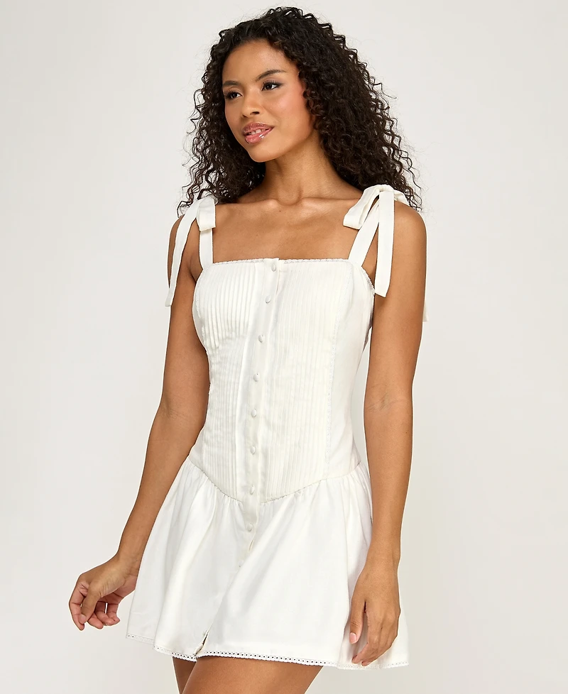 Seni & Cade Women's Tie-Shoulder Square Neck Mini Dress