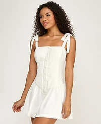 Seni & Cade Women's Tie-Shoulder Square Neck Mini Dress