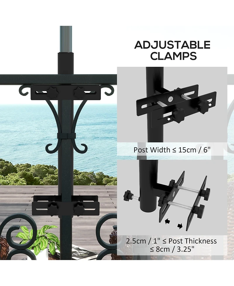 Outsunny Patio Umbrella Holder, Adjustable Deck Mount Bracket for Railing