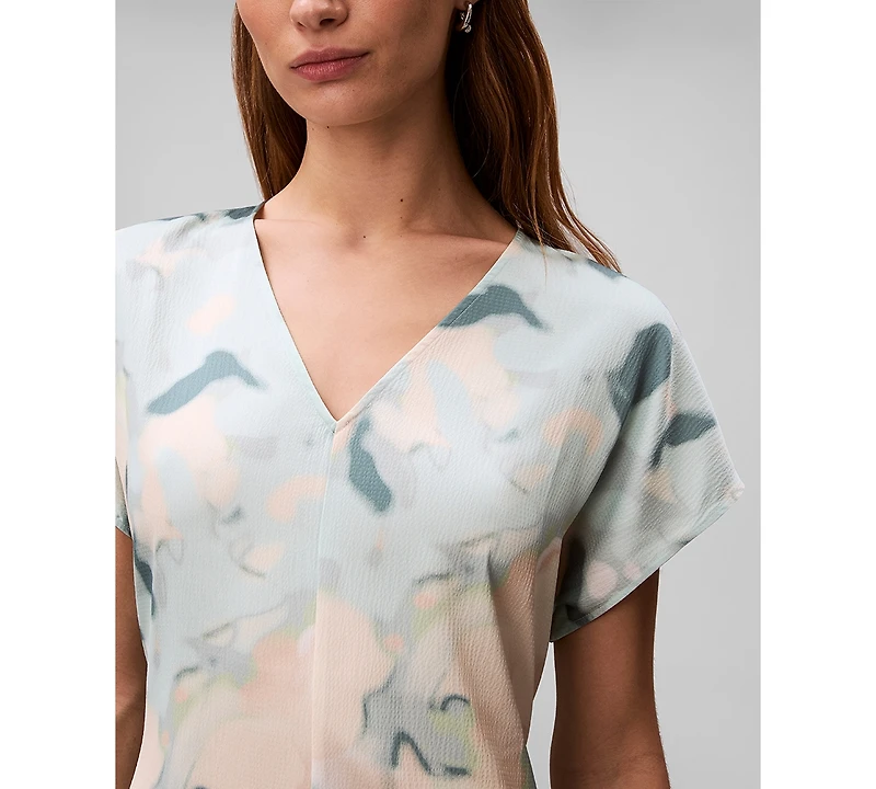 Calvin Klein Women's Satin Print V-Neck Midi Dress