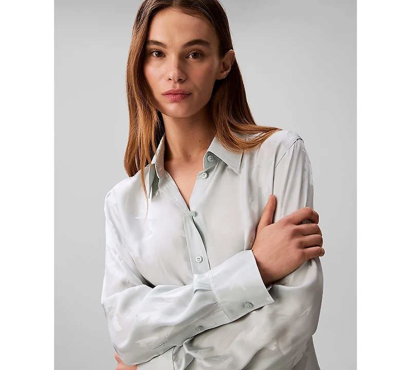 Calvin Klein Jacquard Slim Button-Down Collared Shirt