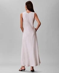 Calvin Klein Women's Tencel Blend Panel V-Neck Midi Dress