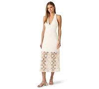 Adrianna Women's V-Neck Crochet Midi Dress