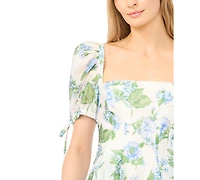 CeCe Women's Floral Print Square Neck Mini Dress