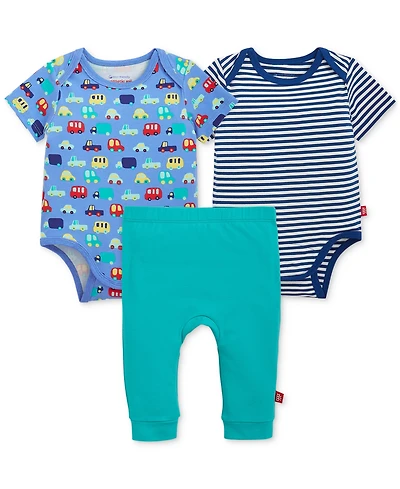 Magnetic Me Baby Boys' Short-Sleeve Bodysuit and Pants, 3-Piece Set