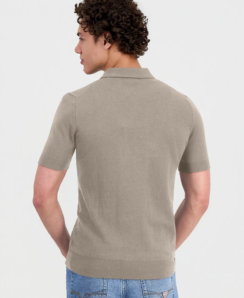 Guess Men's Lex-Knit Spread Collar Polo Shirt