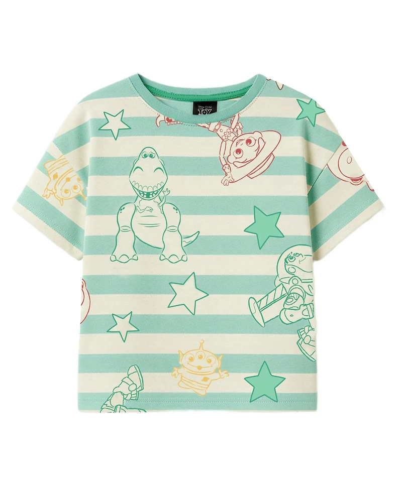 Toy Story Boys' 2T-5T Short-Sleeve T-Shirt and Stripe Shorts, 2-Piece Set