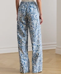 Lauren Ralph Petite Paisley-Print Linen Wide-Leg Pants