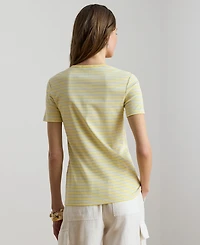 Lauren Ralph Petite Striped Rib-Knit Stretch Crewneck T-Shirt