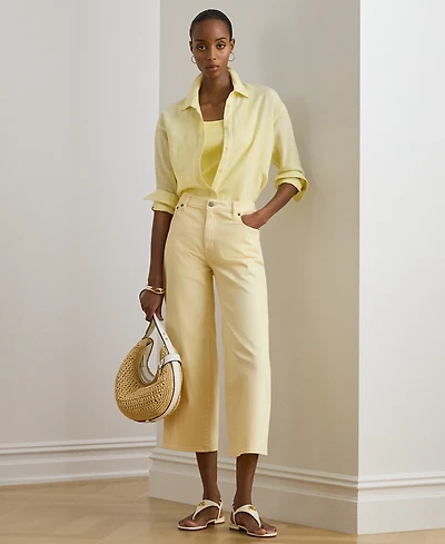 Lauren Ralph Petite High-Rise Wide-Leg Cropped Jeans