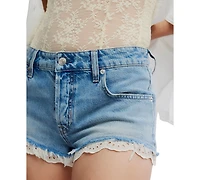 Free People Women's Cali Denim Mid-Rise Lace Shorts