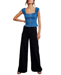 Free People Women's Marilyn Denim Square Neck Corset Top