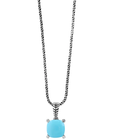 Effy Collection Diamond ( 0.03 ct. t.w.) Accent and Turquoise Pendant Necklace