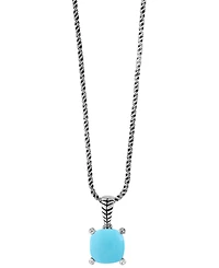 Effy Collection Diamond ( 0.03 ct. t.w.) Accent and Turquoise Pendant Necklace